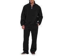 Red Bridge - Tuta da jogging in due pezzi, con mezza zip, maglione e pantaloni, comoda tuta per il tempo libero, tutti i giorni e loungewear, Nero , S