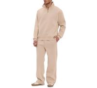 Red Bridge - Tuta da jogging in due pezzi, con mezza zip, maglione e pantaloni, comoda tuta per il tempo libero, tutti i giorni e loungewear, beige., XXL