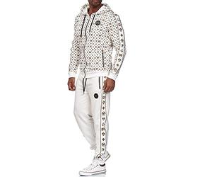 RED BRIDGE Tuta da Uomo Felpa e Pantalone Set Sportivo in Cotone Bianco M