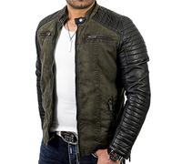 RED BRIDGE Uomo Giubbotto Manica Lunga Finta Pelle Biker Casuale Cotone Moda Giacca