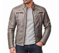 RED BRIDGE Uomo Giubbotto Manica Lunga Finta Pelle Biker Casuale Cotone Moda Giacca