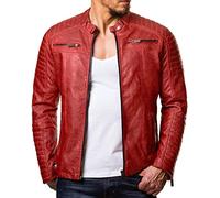 RED BRIDGE Uomo Giubbotto Manica Lunga Finta Pelle Biker Casuale Cotone Moda Giacca