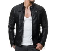 RED BRIDGE Uomo Giubbotto Manica Lunga Finta Pelle Biker Casuale Cotone Moda Giacca