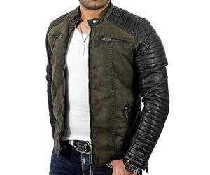Red Bridge Uomo Giubbotto Manica Lunga Finta Pelle Biker Casuale Cotone Moda Giacca
