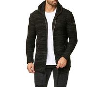 RED BRIDGE Uomo Manica Lunga Cardigan Melange Maglione Moda Giacca con Cappuccio