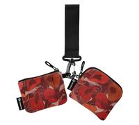 Red Broken Feeling Falling Flowers Portafogli da donna Porta carte di credito grande capacità con portachiavi per donna 2 pezzi, rosso Rotto Sensazione Caduta Fiori, 1 size, Casual