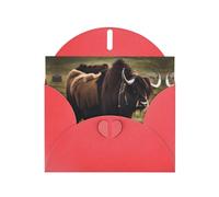 Red BROLEO Mighty Highland Yak Prints, biglietto di auguri per Natale, compleanno, San Valentino, anniversario di matrimonio e inviti per feste