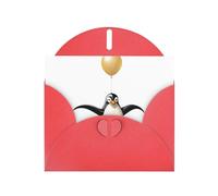 Red BROLEO Penguin Balloon Floating in the Air Stampe biglietto di auguri per Natale, compleanno, San Valentino, anniversario di matrimonio e inviti per feste