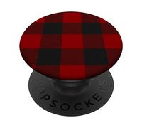 Red Buffalo Design Christmas Decor Plaid Pattern PopSockets PopGrip Adesivo