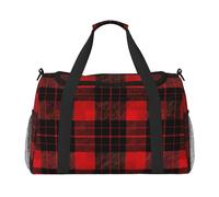 Red Buffalo Plaid Borsone da Viaggio Vintage Palestra Pernottamento Weekender Borsa per Uomo Donna Leggero Carry On Bagagli per Allenamento Vacanze