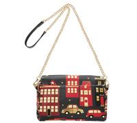 Red Buildings Night Small Crossbody Borse Per Le Donne In Pelle Vegana Cross Over Borsa Zip Spalla Borse Per Le Donne