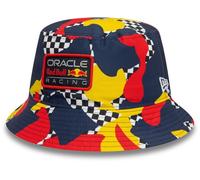 Red Bull Racing Cappello alla pescatora F1, design mimetico astratto New Era, blu navy multicolore, Cielo notturno, M