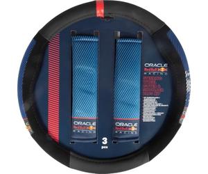 Red Bull Racing Kit Coprivolante + Passacinture - Design Nero/Rosso Sportivo, Materiale Antiscivolo E Comfort Extra, Universale Per La Maggior Parte Dei Volanti E Cinture Auto
