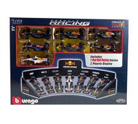 RED BULL RACING Set 7 Modelli Auto F1 BBurago Scala 1/43 2013-2024 e Espositore