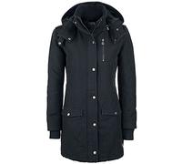 RED by EMP Donna Giacca invernale nera foderata con cappuccio staccabile e spalline alla moda XXL