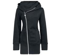 RED by EMP Donna Giacca Lunga Nera con Cerniera Asimmetrica, Ampio Cappuccio e Tasche per Le Mani 4XL