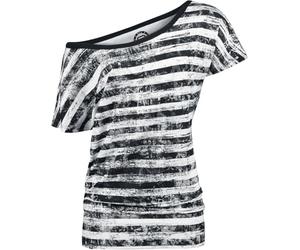 RED by EMP Donna T-Shirt Basic Taglio Comodo Bianca e Nera con Righe 3XL