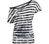 RED by EMP Donna T-Shirt Basic Taglio Comodo Bianca e Nera con Righe XS