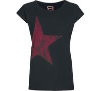 RED by EMP Donna T-Shirt Nera Basic con Stampa di Stelle XL