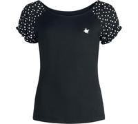 RED by EMP Donna T-Shirt Nera con Maniche Raglan e Stampa di Gatto su Tutto