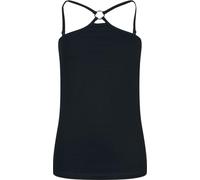 RED by EMP Donna Top Nero con Spalline con Dettagli ad Anello XXL