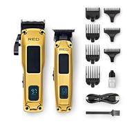 Red by Kiss Set combinato di tagliacapelli e trimmer senza fili, per la cura dei capelli e della barba, tagliacapelli professionale con rasoio di precisione a T, kit di taglio di capelli ricaricabile