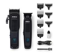 Red by Kiss Set combinato di tagliacapelli e trimmer senza fili, per la cura dei capelli e della barba, tagliacapelli professionale con rasoio di precisione a T, kit di taglio di capelli ricaricabile