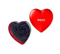 Red by Kiss Sweet Heart, spazzola per capelli compatta e portatile, districante a forma di cuore, con setole flessibili a due livelli, spazzola inclusa (rosso cromato)