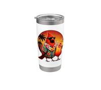 Red Cardinal Bird Bere Spiaggia Cocktail Vacanze Estive Bicchiere termico in acciaio inox doppia parete