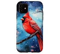 Red Cardinal Bird Blue Starry Night Pink Floral Sky Flower Custodia per iPhone 11