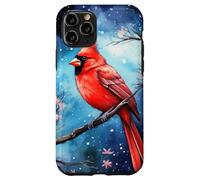 Red Cardinal Bird Blue Starry Night Pink Floral Sky Flower Custodia per iPhone 11 Pro