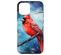 Red Cardinal Bird Blue Starry Night Pink Floral Sky Flower Custodia per iPhone 12 mini