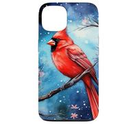 Red Cardinal Bird Blue Starry Night Pink Floral Sky Flower Custodia per iPhone 13