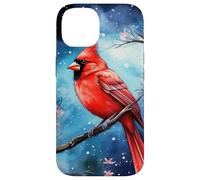 Red Cardinal Bird Blue Starry Night Pink Floral Sky Flower Custodia per iPhone 14