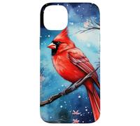 Red Cardinal Bird Blue Starry Night Pink Floral Sky Flower Custodia per iPhone 14 Plus