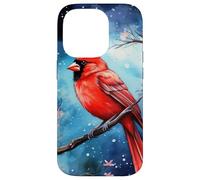 Red Cardinal Bird Blue Starry Night Pink Floral Sky Flower Custodia per iPhone 14 Pro
