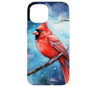 Red Cardinal Bird Blue Starry Night Pink Floral Sky Flower Custodia per iPhone 15
