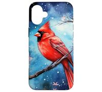 Red Cardinal Bird Blue Starry Night Pink Floral Sky Flower Custodia per iPhone 16 Plus
