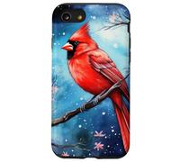 Red Cardinal Bird Blue Starry Night Pink Floral Sky Flower Custodia per iPhone SE (2020) / 7/8