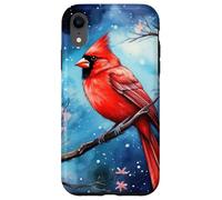 Red Cardinal Bird Blue Starry Night Pink Floral Sky Flower Custodia per iPhone XR