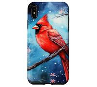 Red Cardinal Bird Blue Starry Night Pink Floral Sky Flower Custodia per iPhone XS Max