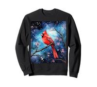 Red Cardinal Bird Blue Starry Night Pink Floral Sky Flower Felpa