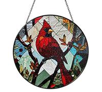 Red Cardinal Stained Glass Suncatchers Art Glass Cardinale Uccelli per Sun Catcher Regali per interni per animali domestici Natura Amanti Floreali Donne Nonna Mamma Amica Pannello Dipinto Decorazione
