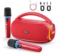 Red Casse Karaoke Portatile,60W Professionale Completo Karaoke per Adulti con 2 Microfoni Wireless IPX5 Bluetooth PA Sistema,Slot per Microfono Ricaricabile,Supporta TF/USB/AUX/TWS(Rosso)