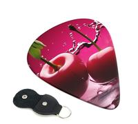 Red Cherries - 6 plettri per chitarra, stampati su entrambi i lati, per chitarra elettrica, basso, ukulele (0,46 mm, 0,71 mm, 0,96 mm)