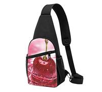 Red Cherries Casual Una Spalla Cross Body Borsa Del Petto Del Raccoglitore Del Telefono Sacchetto Del Telefono Degli Uomini Cross Body, Nero , Taglia unica