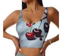 Red Cherries - Gilet sportivo da donna, leggero e traspirante, per allenamento, fitness, Nero , XXL Short