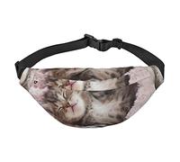 Red Cherries - Marsupio da viaggio e corsa, grande, alla moda, carino, per sport all'aria aperta, gatto addormentato, Taglia unica