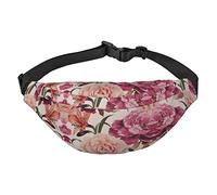Red Cherries - Marsupio da viaggio e corsa, grande, alla moda, carino, per sport all'aria aperta, Rosa Fiore e Rosa, Taglia unica