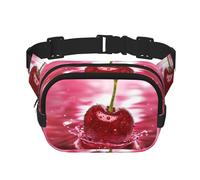 Red Cherries - Marsupio quadrato a doppio strato, borsa a tracolla, per corsa, viaggi, escursionismo, Nero , Taglia unica